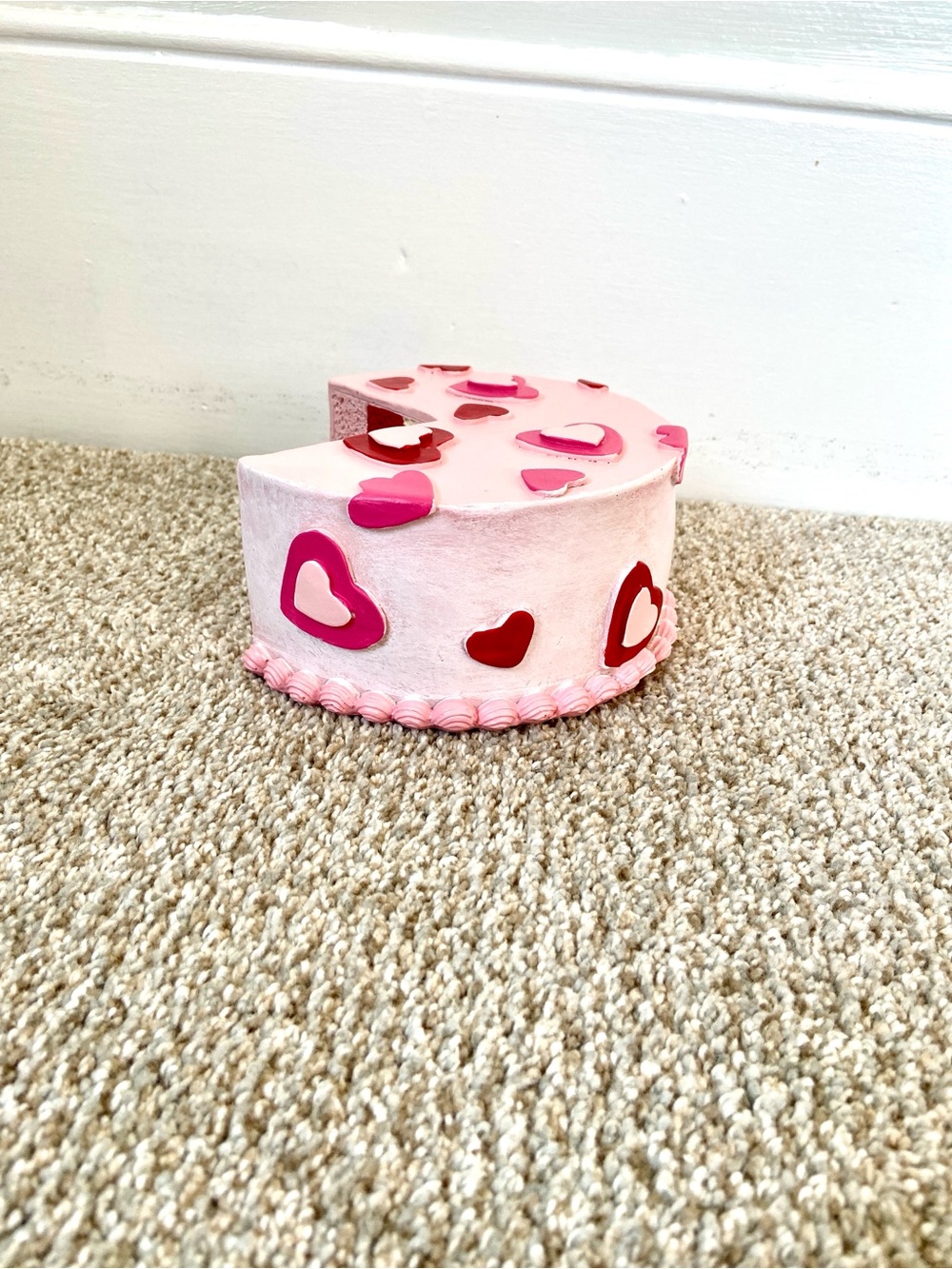 Valentines Day Faux Cake Decor Pink Hearts Red Checkerboard Tiered Tray - Picture 5 of 15